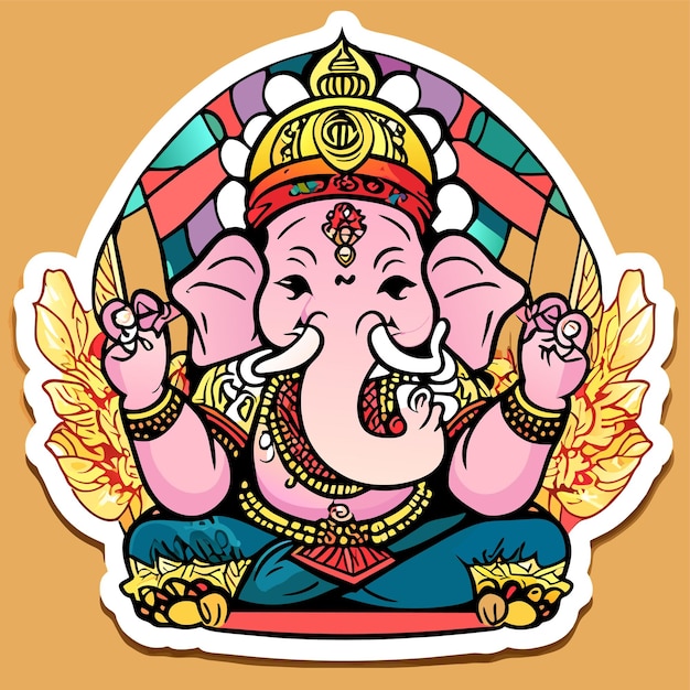 Ganesh jayanti 주 코끼리 손으로 그린 만화 스티커 아이콘 개념 격리된 그림