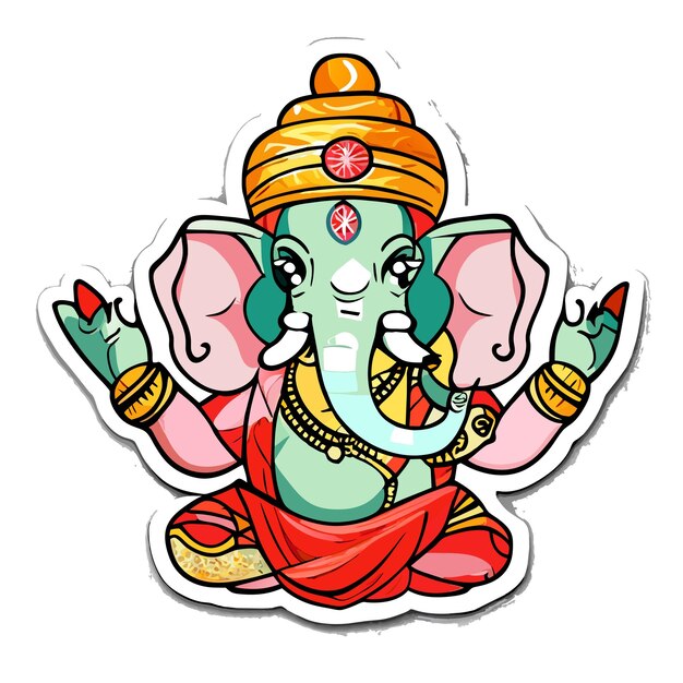 Vector ganesh jayanti lord ganesha hand drawn cartoon sticker icon concept isolated illustration