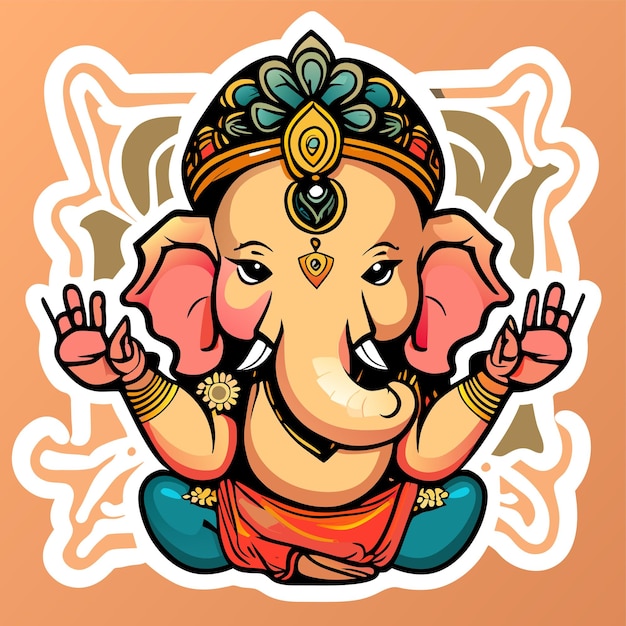 Ganesh jayanti lord ganesha hand drawn cartoon sticker icon concept isolated illustration