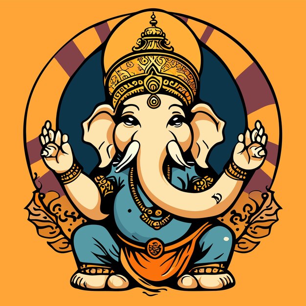 Ganesh jayanti lord ganesha hand drawn cartoon sticker icon concept isolated illustration