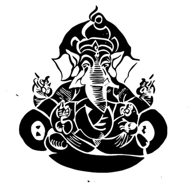 Vettore ganesh jayanti lord ganesha illustrazione isolata concetto dell'icona dell'autoadesivo del fumetto disegnato a mano