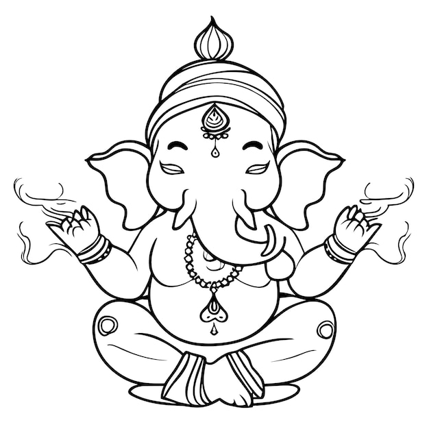 Vector ganesh jayanti lord ganesha hand drawn cartoon sticker icon concept isolated illustration