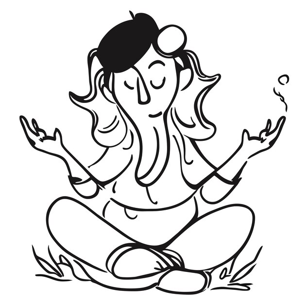 Ganesh Jayanti 주 코끼리 손으로 그린 만화 스티커 아이콘 개념 격리된 그림