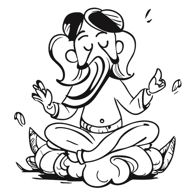 Vettore ganesh jayanti lord ganesha illustrazione isolata concetto dell'icona dell'autoadesivo del fumetto disegnato a mano