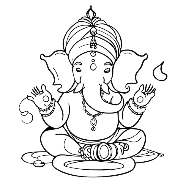 Ganesh jayanti lord ganesha illustrazione isolata concetto dell'icona dell'autoadesivo del fumetto disegnato a mano