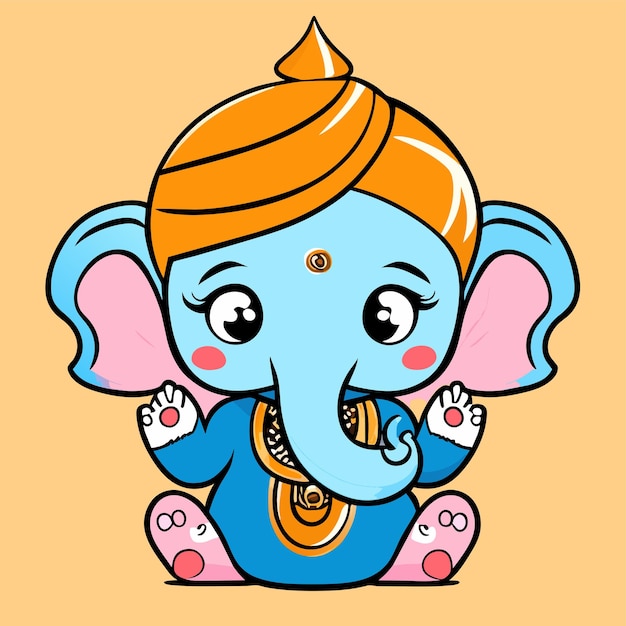 Ganesh jayanti lord ganesha hand drawn cartoon sticker icon concept isolated illustration