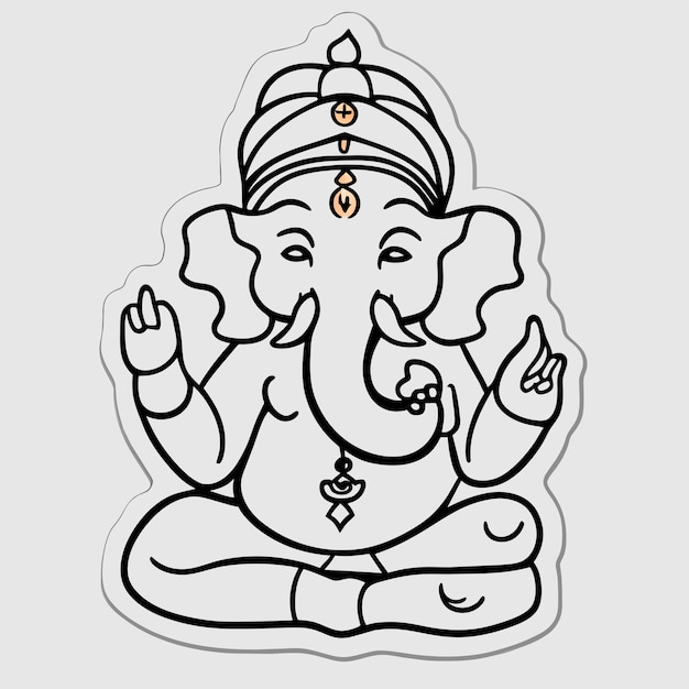 Vector ganesh jayanti lord ganesha hand drawn cartoon sticker icon concept isolated illustration