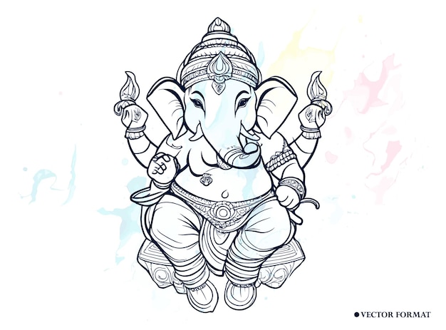 Ganesh's handdrawn coloring book illustration and sketch line art