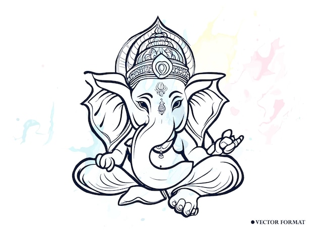 Ganesh's handdrawn coloring book illustration and sketch line art