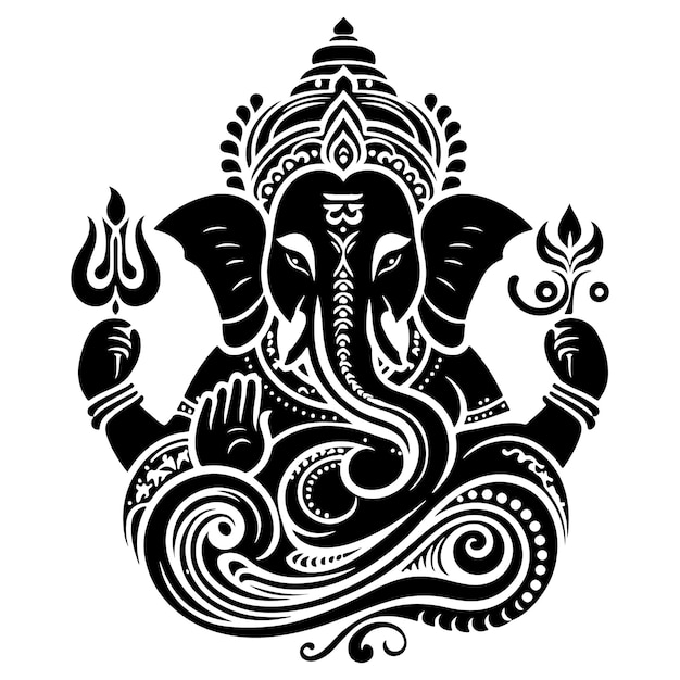 Ganesh silhouette vector Illustration set