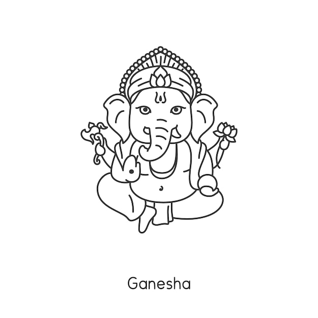 Ganesha God van het Indianengeloof kawaii doodle platte cartoon vectorillustratie