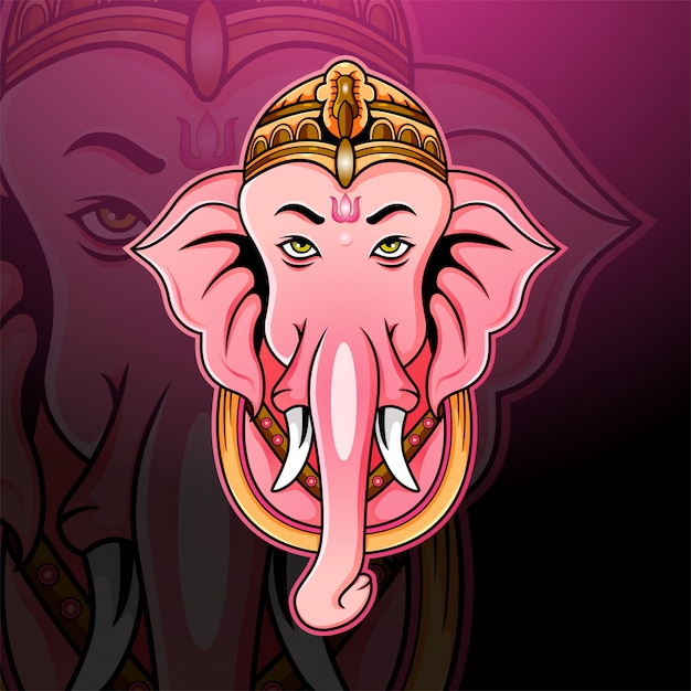 Logo mascotte testa di ganesha esport