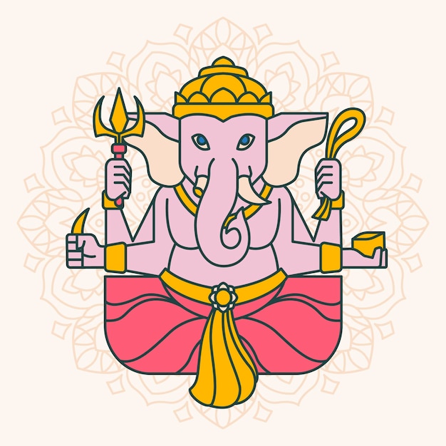 Ganesha in line art illustration