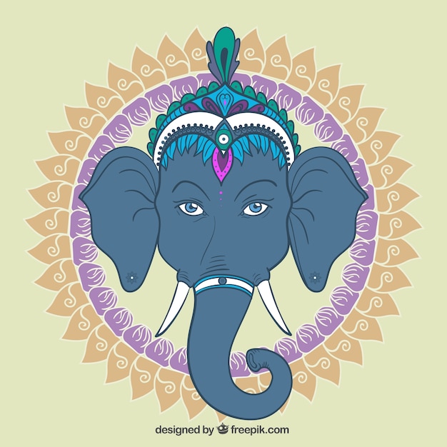 Vector ganesha with ornamental circle