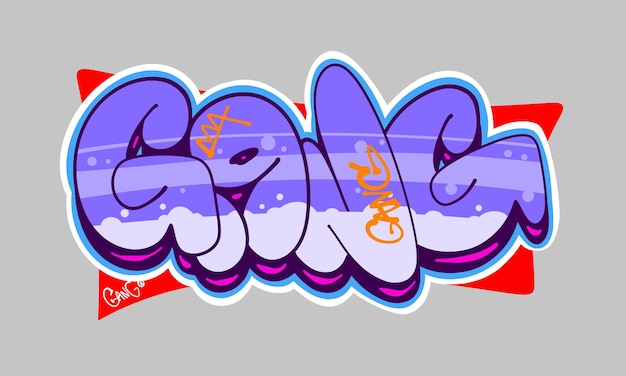 Vettore iscrizione disegnata a mano in stile gang graffiti bubble