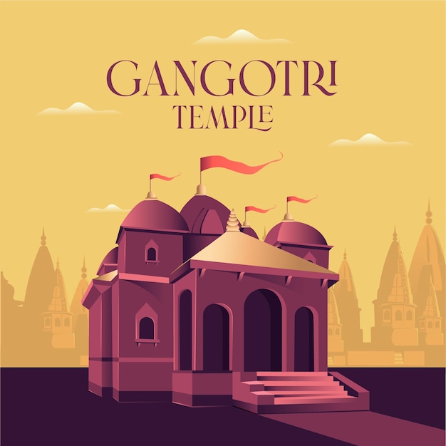 Vector gangotri temple the origin of the river ganges and seat of_011