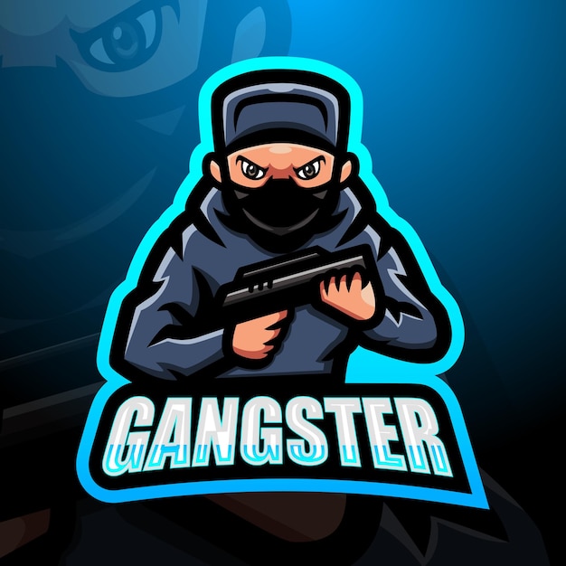 Illustrazione di esport mascotte gangster