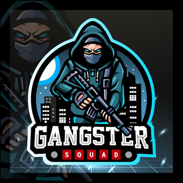Disegno del logo esport mascotte gangster