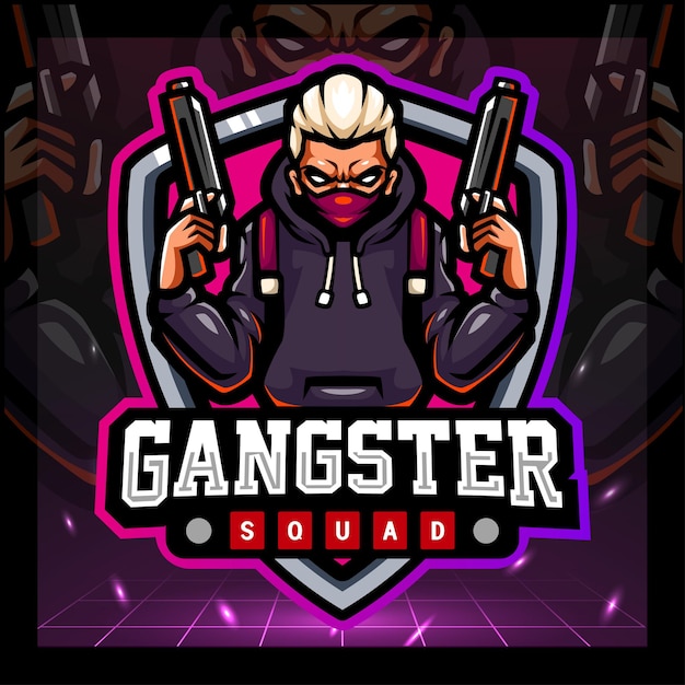 Vettore disegno del logo esport mascotte gangster