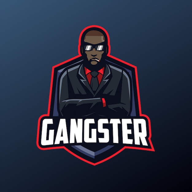 Mascotte di gangster per sport e logo esports isolato