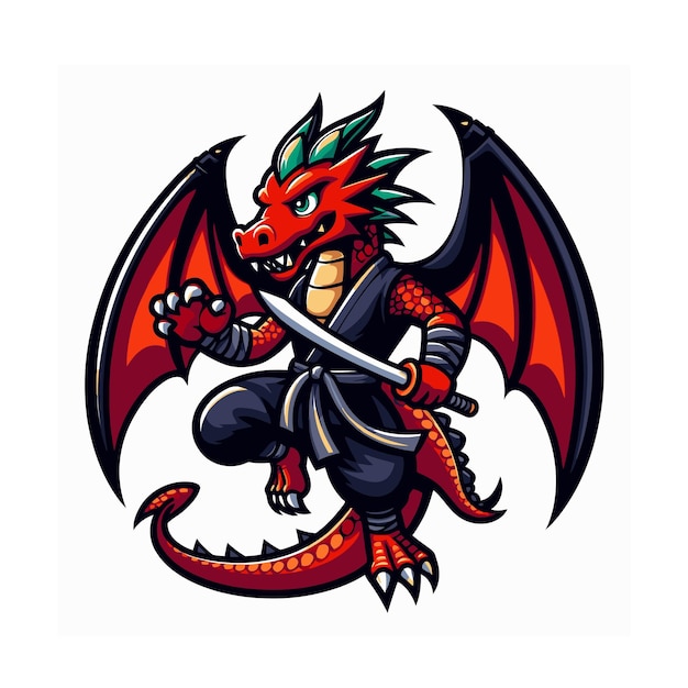 Vector gangster red dragon mascot illustration vector