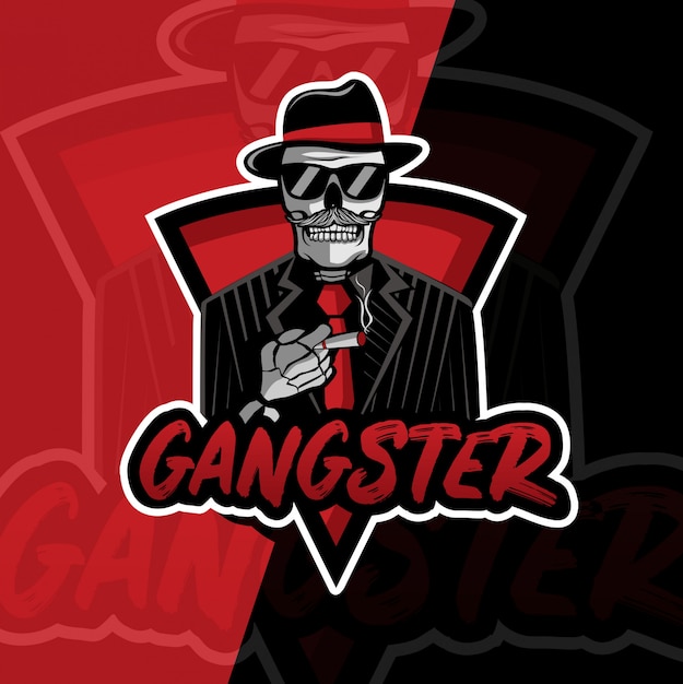 Gangster skull mascot esport logo design