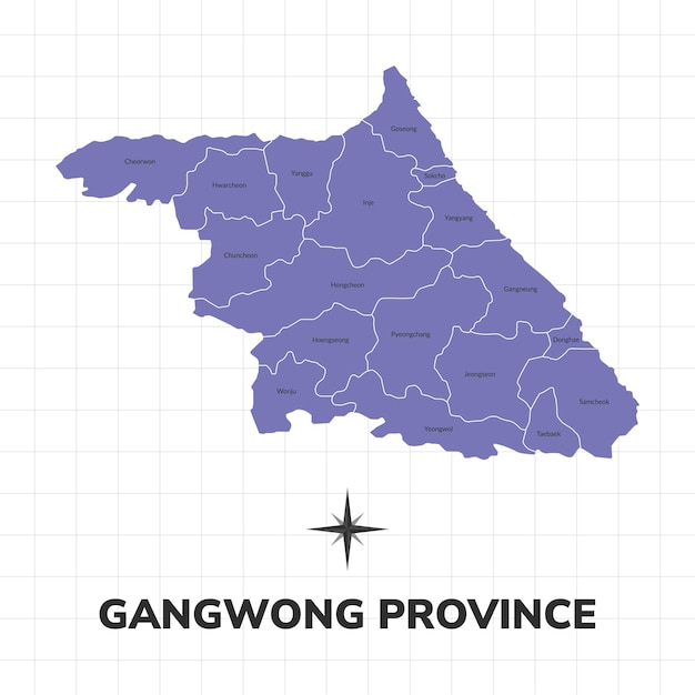 Иллюстрация карты провинции канвондо карта провинции южной кореи
