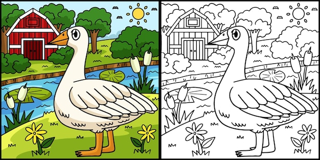 Gans Kleurplaat Gekleurde Illustratie