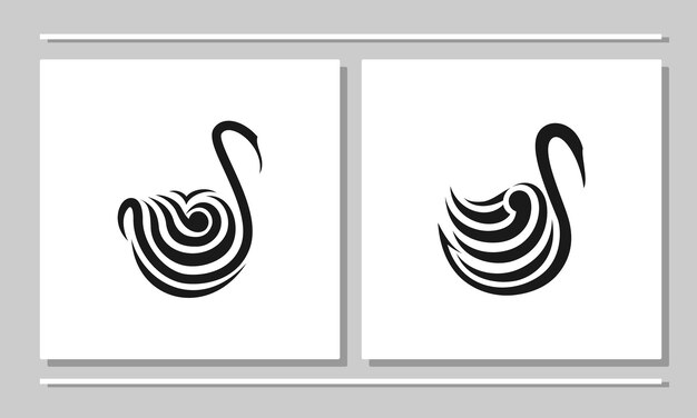 Gans- of zwaanlogo-ontwerp met streepzwarte kleur