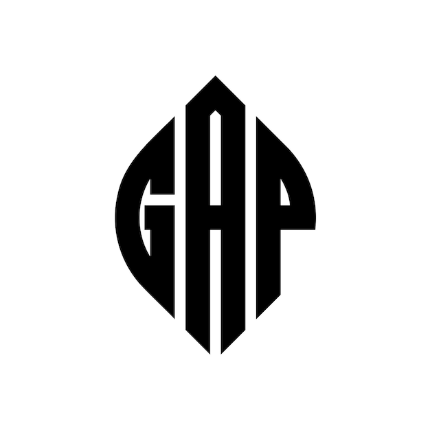 ベクトル gap 円形文字 ロゴデザイン 円形と円形の形 gap 円形文字 タイポグラフィックなスタイル 3つのイニシャルが円形のロゴを形成する gap 圓形エンブレム 抽象モノグラム 文字マーク ベクトル