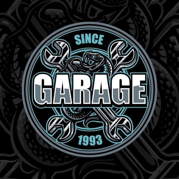 Garage badge design logo custom motocycle snake mascot