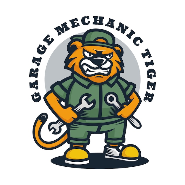 Logo della tigre del meccanico del garage