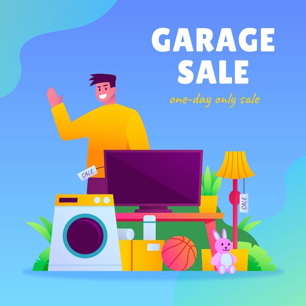 Vector garage sale poster template design