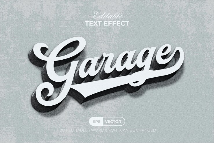 Vector garage text effect vintage style. editable text effect.