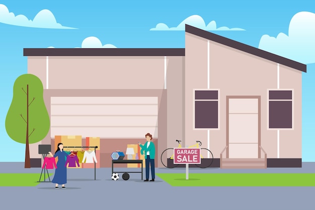 Garage verkoop 2d vector