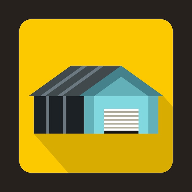 Garage with automatic gate icon in flat style with long shadow Building symbol