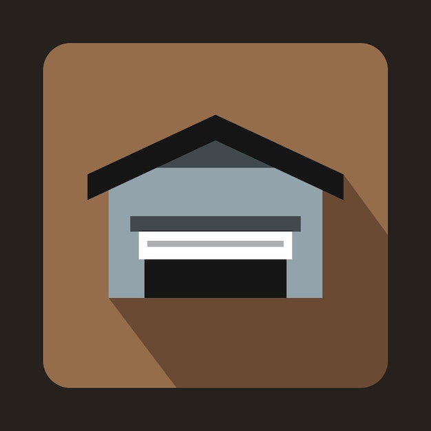 Vector garage with roof icon in flat style with long shadow building symbol