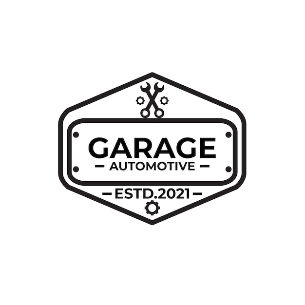 GARAGE WORKSHOP AUTOMOTIVE LOGO CLASSIC VECTOR ICON VINTAGE MINIMALIST ILLUSTRATION DESIGN