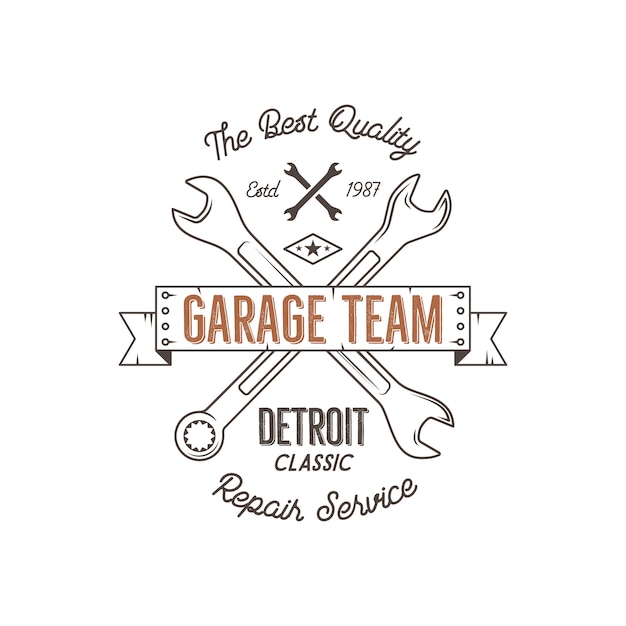 Garageservice vintage t-shirt ontwerp graphics, detroit classic, reparatie service typografie afdrukken.