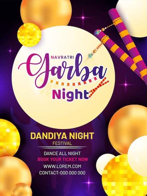 Garba Night vector illustratie poster en uitnodigingskaart ontwerp