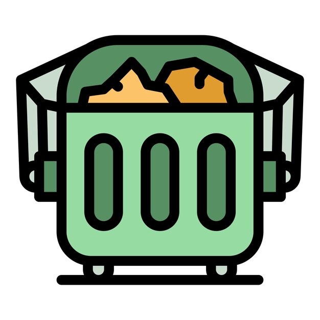 Garbage bin icon Outline garbage bin vector icon color flat isolated