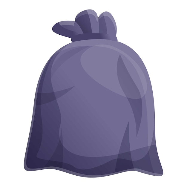 Vettore icona del sacco nero della spazzatura cartoon di icona vettoriale del sacco nero della spazzatura per il web design isolato su sfondo bianco