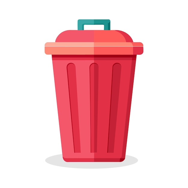 Vector garbage can flat vector illustration on white background