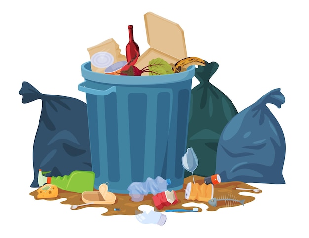 Vector garbage can waste of human life vector illustration