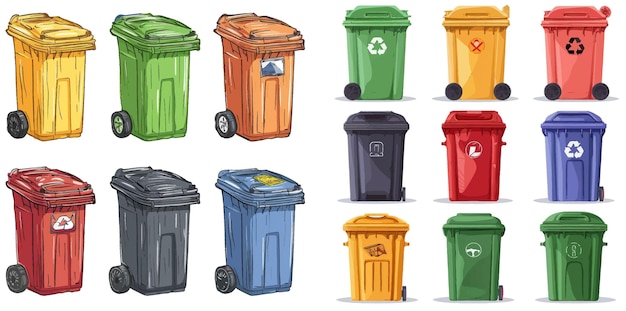 Vector garbage containers 3d for rubbish and waste