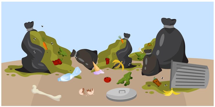 Vector garbage garbage flies dirt ecology dirty place