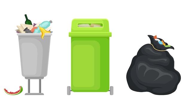 Vector garbage or refuse in the tanks and sack vector set