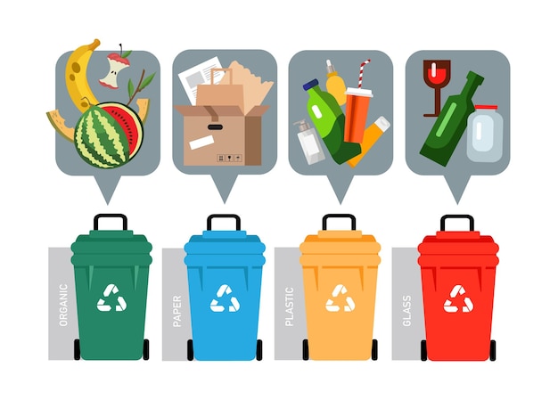 Garbage separation concept flat vector illustration