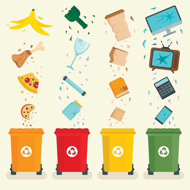 Vector garbage sorting concept banner