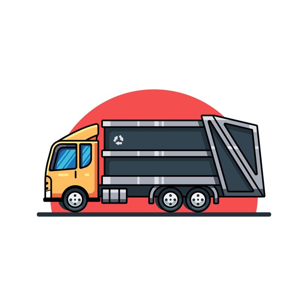 garbage truck cartoon vector icon illustration